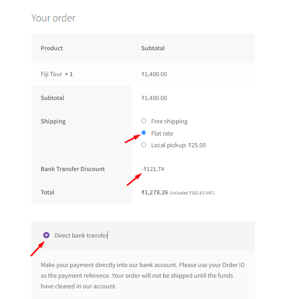 Add the fees or discounts based on the selected Shipping Method 3 Flat Rate shipping method